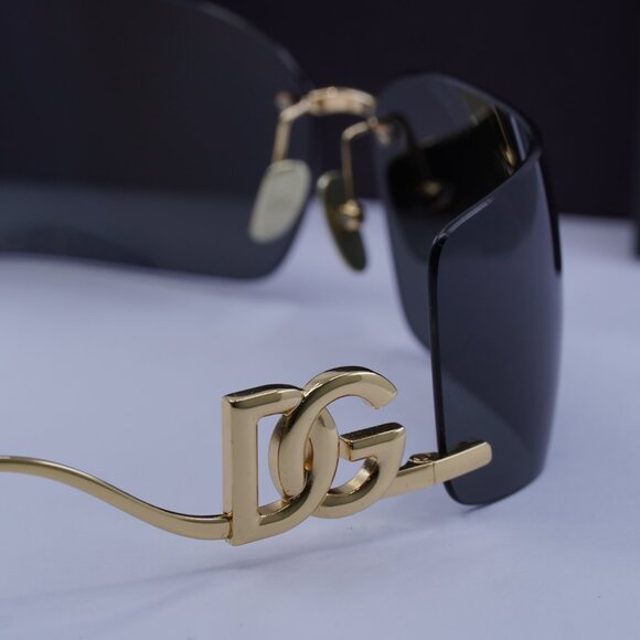 Dolce & Gabbana DG2319 02/87 Rectangle Sunglasses - Gold/Dark grey main image 7